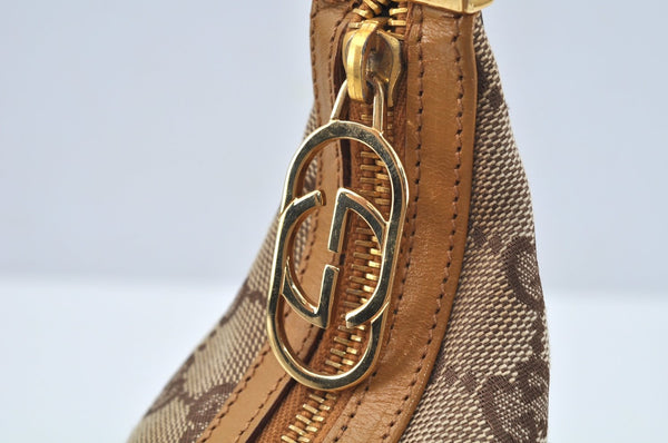 Authentic GUCCI Shoulder Bag GG Canvas Leather Brown L0246