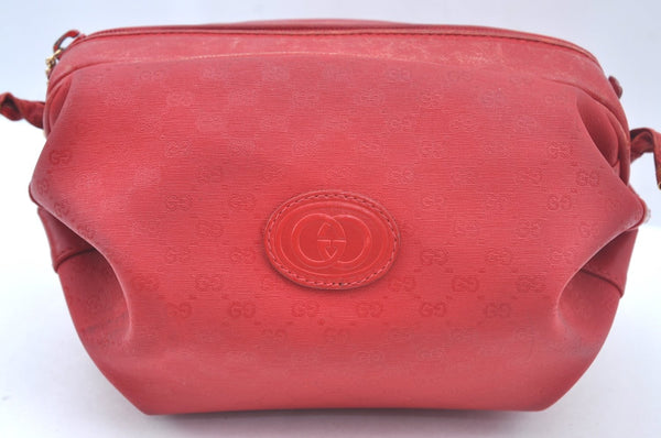 Authentic GUCCI Micro GG PVC Leather Shoulder Cross Body Bag Purse Red L0247