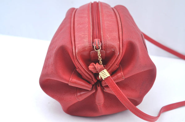 Authentic GUCCI Micro GG PVC Leather Shoulder Cross Body Bag Purse Red L0247