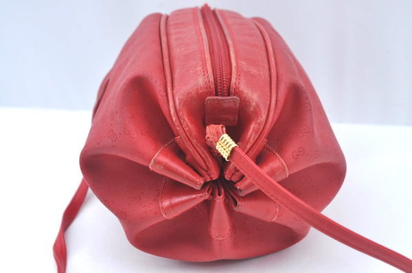 Authentic GUCCI Micro GG PVC Leather Shoulder Cross Body Bag Purse Red L0247