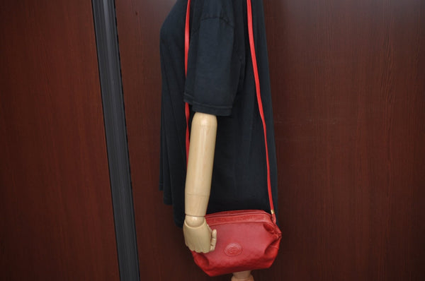 Authentic GUCCI Micro GG PVC Leather Shoulder Cross Body Bag Purse Red L0247