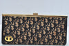 Authentic Christian Dior Trotter Clutch Bag Purse Canvas Leather Blue L0250