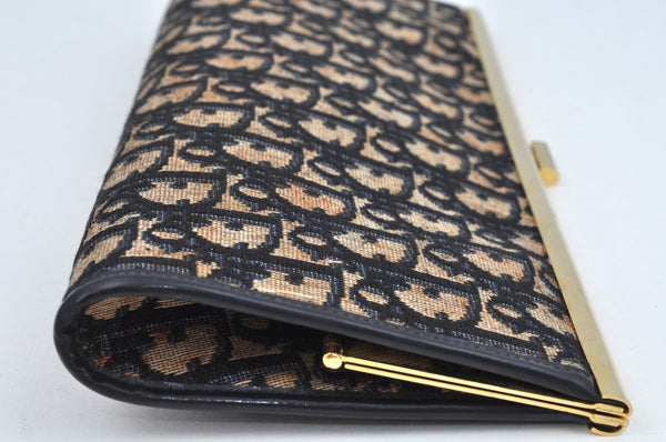 Authentic Christian Dior Trotter Clutch Bag Purse Canvas Leather Blue L0250