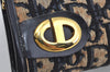 Authentic Christian Dior Trotter Clutch Bag Purse Canvas Leather Blue L0250