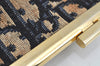 Authentic Christian Dior Trotter Clutch Bag Purse Canvas Leather Blue L0250