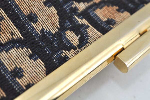 Authentic Christian Dior Trotter Clutch Bag Purse Canvas Leather Blue L0250