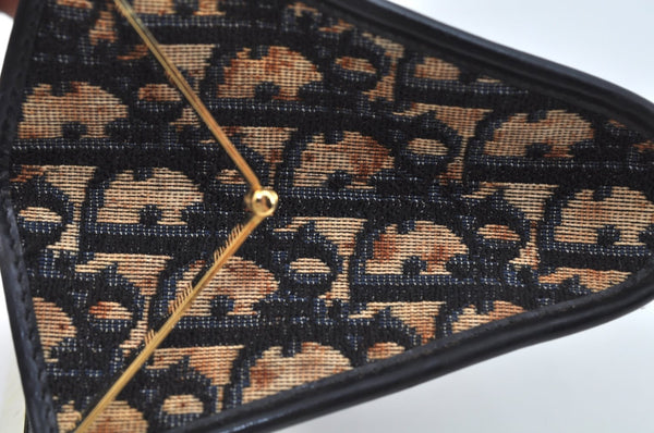 Authentic Christian Dior Trotter Clutch Bag Purse Canvas Leather Blue L0250