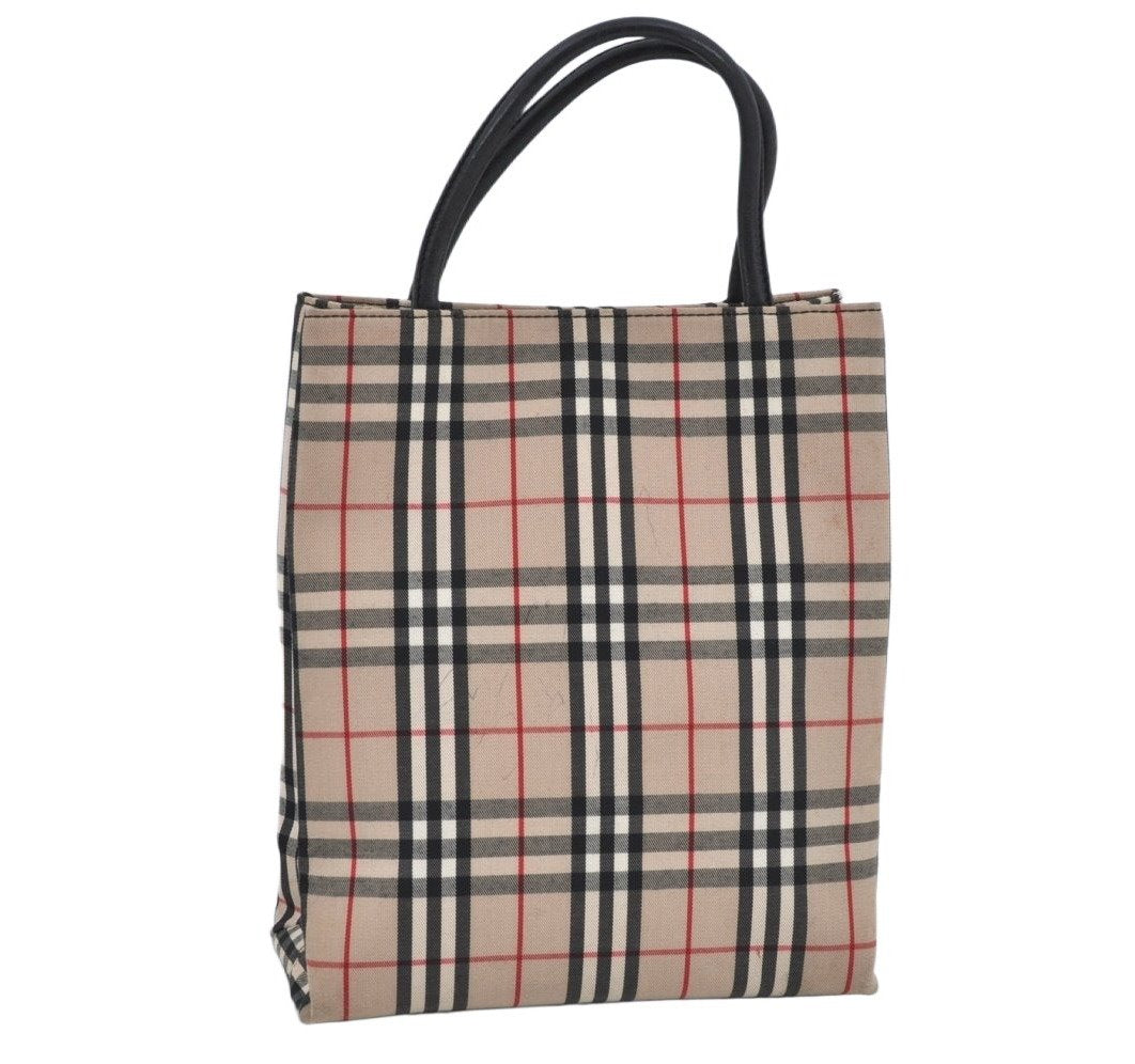 Authentic BURBERRY Vintage Nova Check Canvas Hand Bag Beige L0251