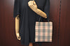 Authentic BURBERRY Vintage Nova Check Canvas Hand Bag Beige L0251