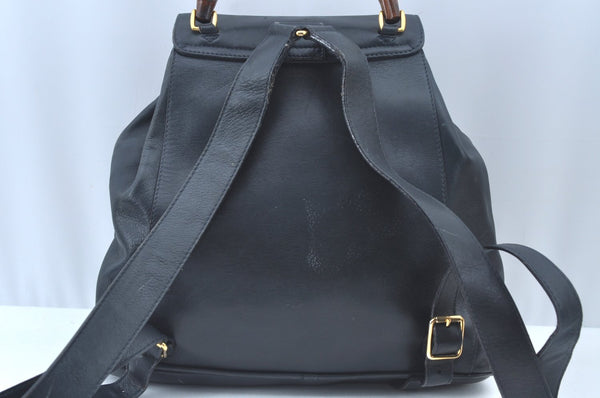 Authentic GUCCI Bamboo Backpack Leather Black L0253