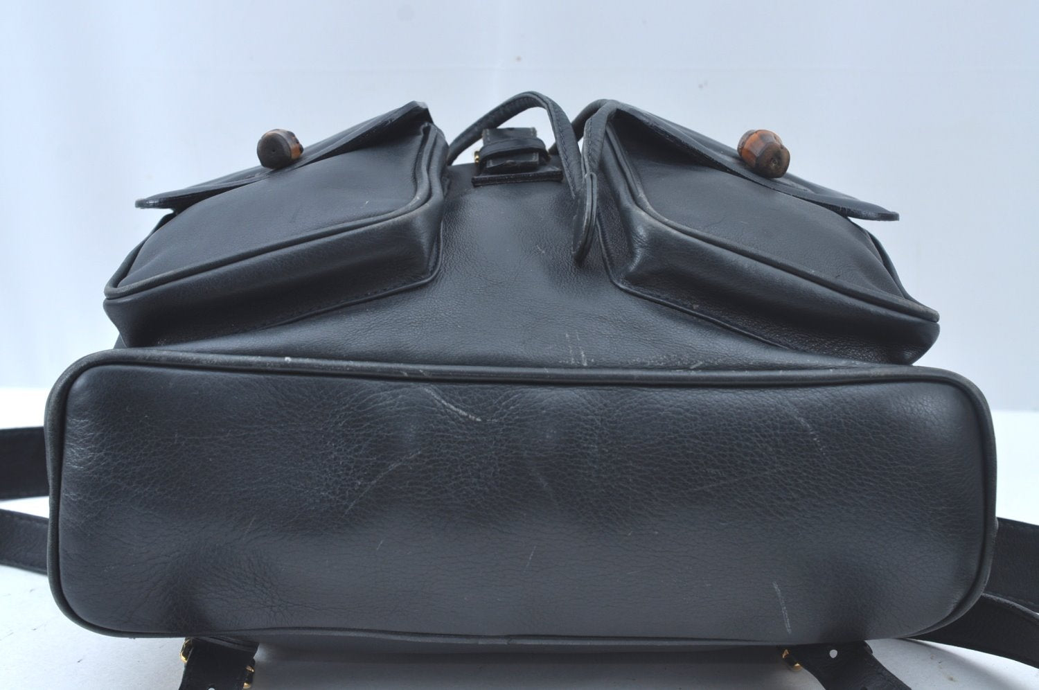 Authentic GUCCI Bamboo Backpack Leather Black L0253