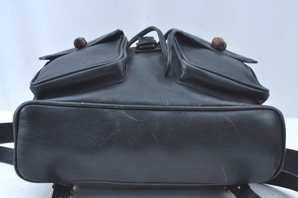 Authentic GUCCI Bamboo Backpack Leather Black L0253