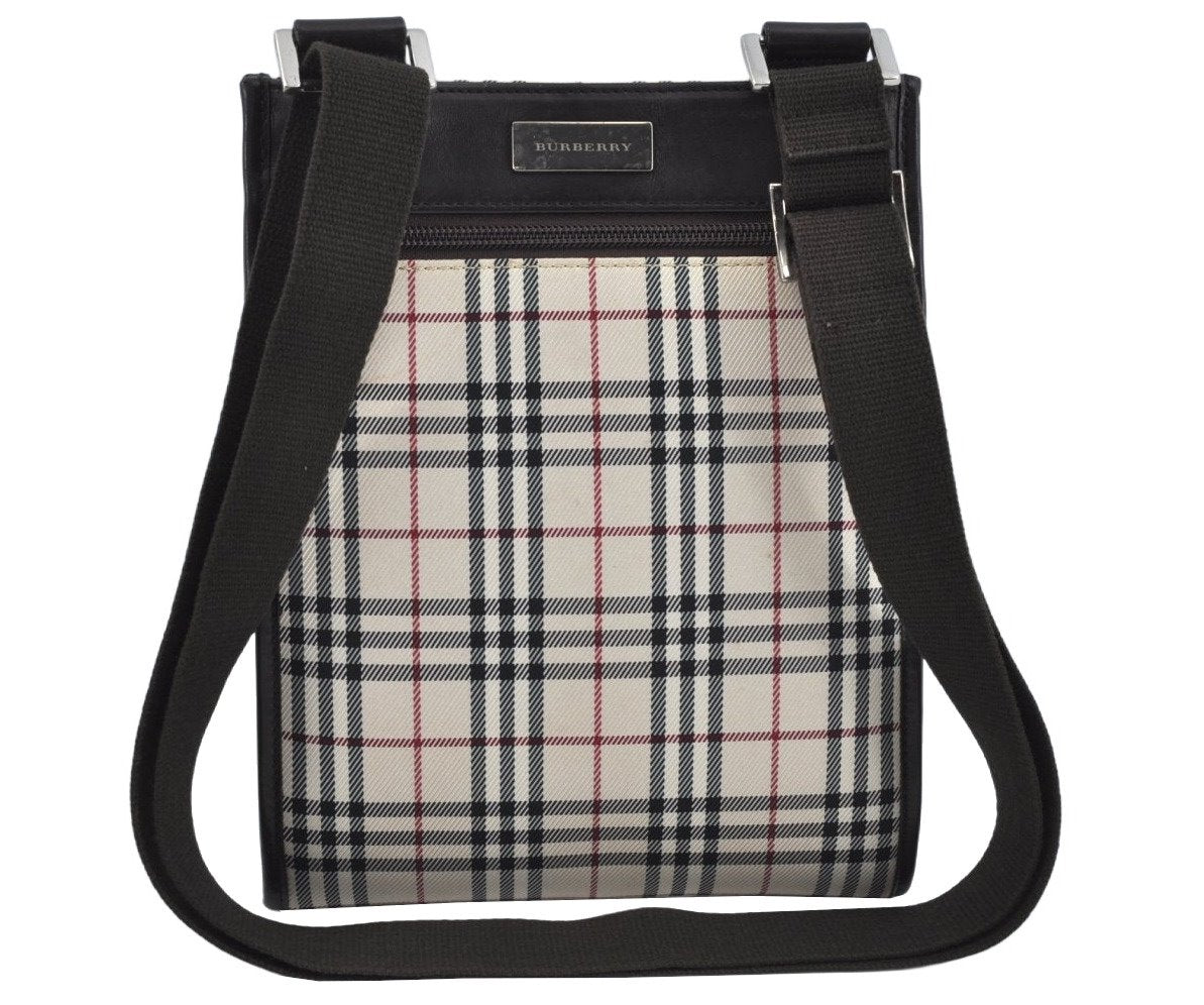 Authentic BURBERRY Nova Check Shoulder Cross Body Bag Canvas Leather Beige L0254