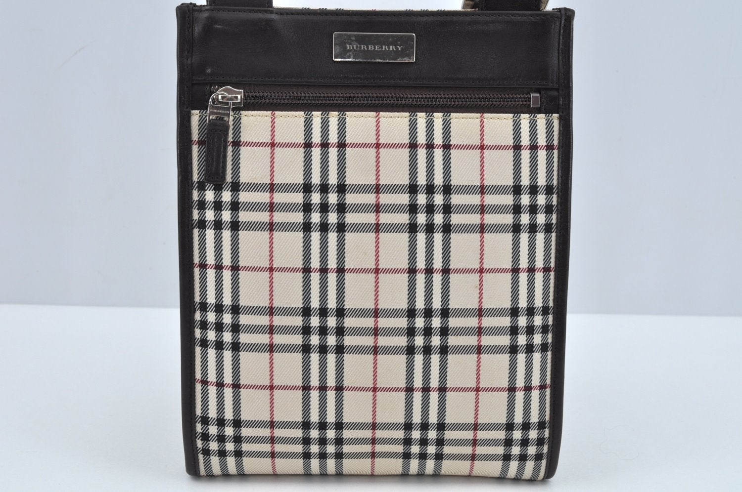 Authentic BURBERRY Nova Check Shoulder Cross Body Bag Canvas Leather Beige L0254