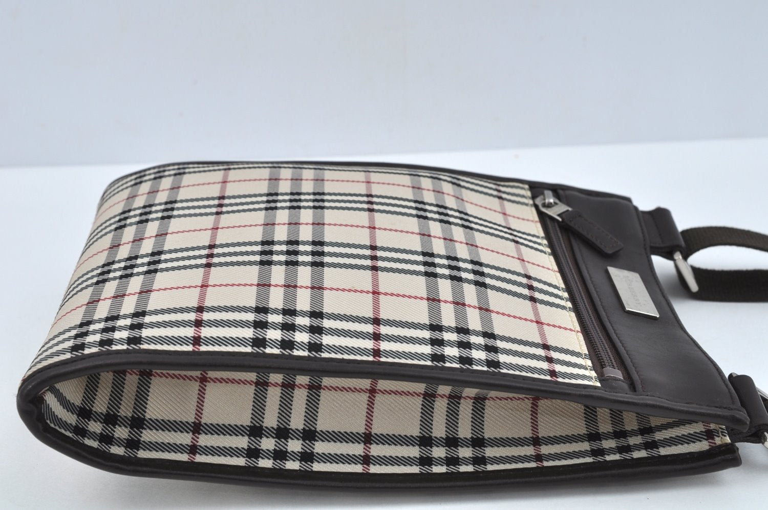 Authentic BURBERRY Nova Check Shoulder Cross Body Bag Canvas Leather Beige L0254