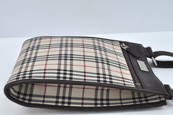 Authentic BURBERRY Nova Check Shoulder Cross Body Bag Canvas Leather Beige L0254