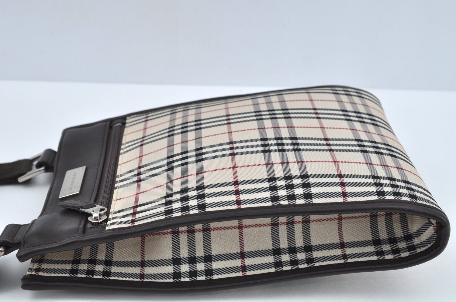 Authentic BURBERRY Nova Check Shoulder Cross Body Bag Canvas Leather Beige L0254