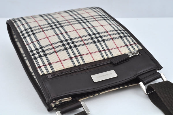 Authentic BURBERRY Nova Check Shoulder Cross Body Bag Canvas Leather Beige L0254