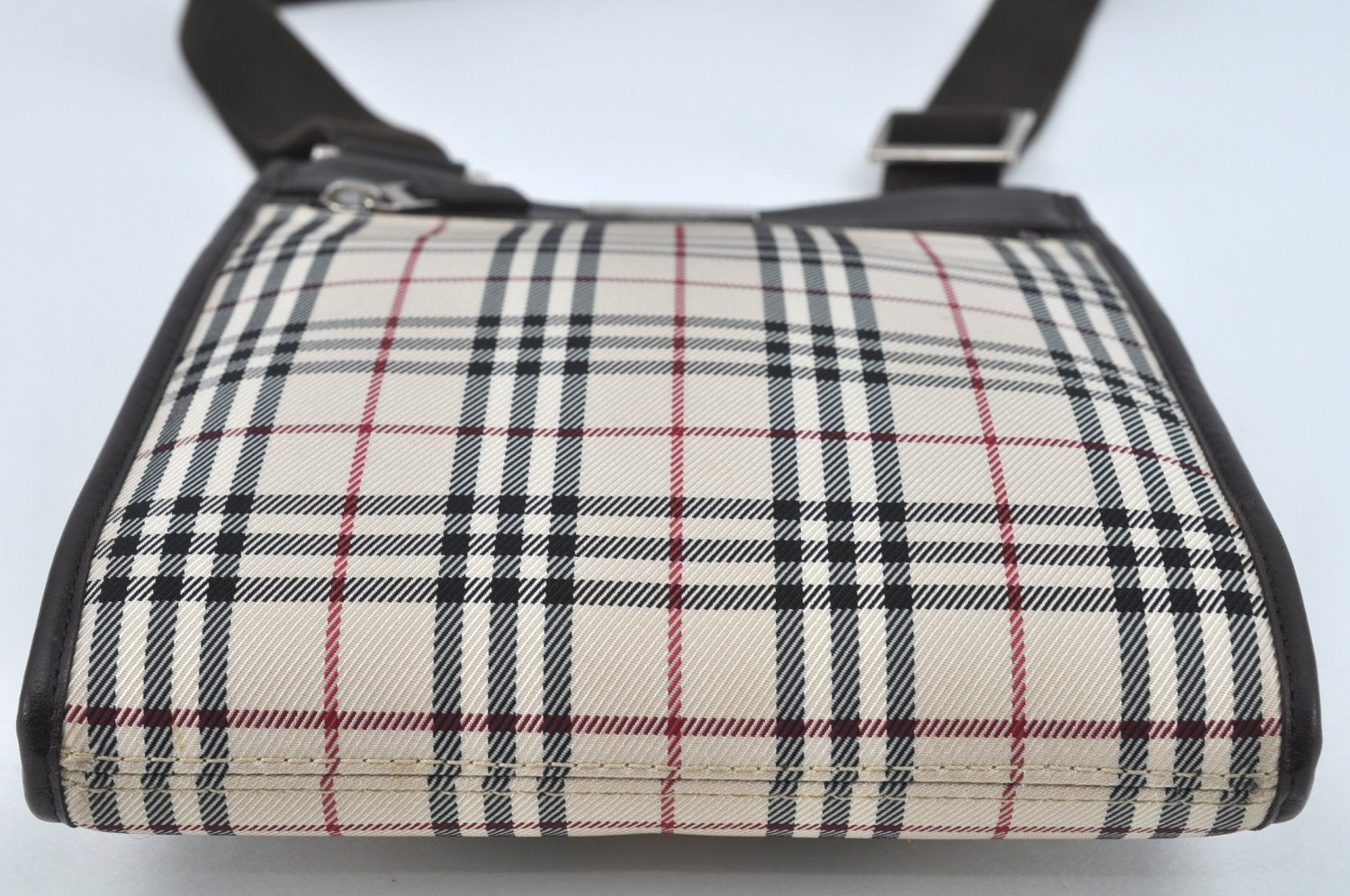 Authentic BURBERRY Nova Check Shoulder Cross Body Bag Canvas Leather Beige L0254