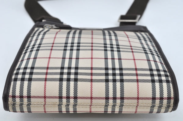 Authentic BURBERRY Nova Check Shoulder Cross Body Bag Canvas Leather Beige L0254