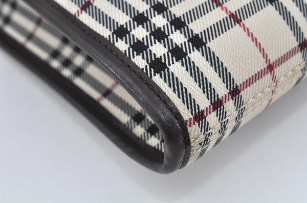 Authentic BURBERRY Nova Check Shoulder Cross Body Bag Canvas Leather Beige L0254