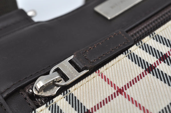 Authentic BURBERRY Nova Check Shoulder Cross Body Bag Canvas Leather Beige L0254