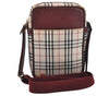 Authentic BURBERRY Nova Check Shoulder Cross Body Bag Canvas Beige Red L0255