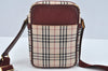 Authentic BURBERRY Nova Check Shoulder Cross Body Bag Canvas Beige Red L0255