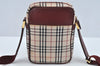 Authentic BURBERRY Nova Check Shoulder Cross Body Bag Canvas Beige Red L0255