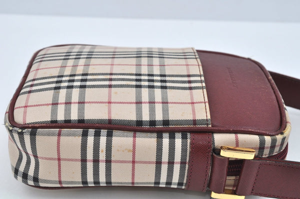 Authentic BURBERRY Nova Check Shoulder Cross Body Bag Canvas Beige Red L0255