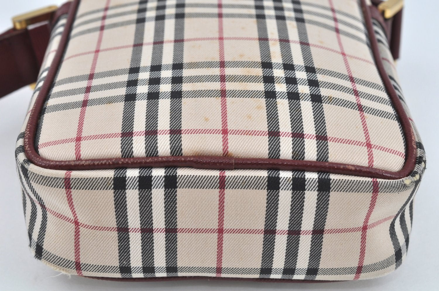 Authentic BURBERRY Nova Check Shoulder Cross Body Bag Canvas Beige Red L0255