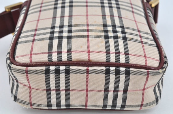 Authentic BURBERRY Nova Check Shoulder Cross Body Bag Canvas Beige Red L0255