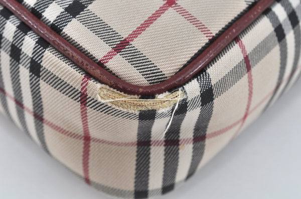 Authentic BURBERRY Nova Check Shoulder Cross Body Bag Canvas Beige Red L0255