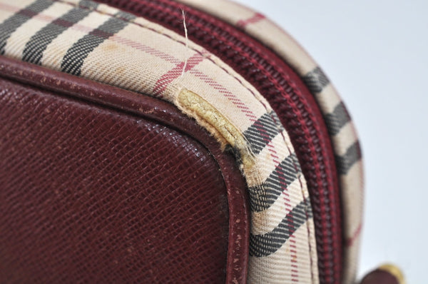 Authentic BURBERRY Nova Check Shoulder Cross Body Bag Canvas Beige Red L0255