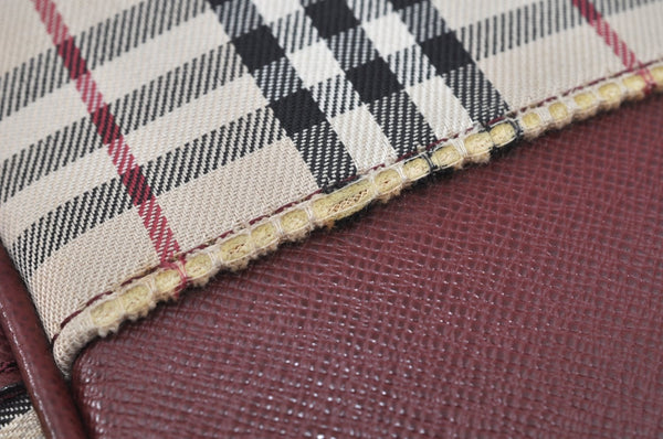 Authentic BURBERRY Nova Check Shoulder Cross Body Bag Canvas Beige Red L0255