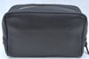Authentic CHANEL Caviar Skin CC Logo Cosmetic Pouch Purse Black L0257