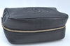 Authentic CHANEL Caviar Skin CC Logo Cosmetic Pouch Purse Black L0257