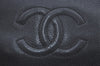 Authentic CHANEL Caviar Skin CC Logo Cosmetic Pouch Purse Black L0257