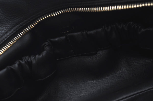 Authentic CHANEL Caviar Skin CC Logo Cosmetic Pouch Purse Black L0257