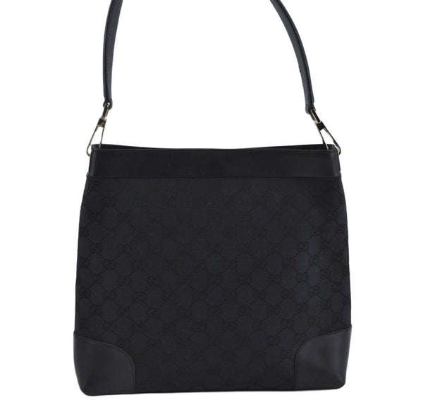Authentic GUCCI Shoulder Bag GG Canvas Leather Black L0260