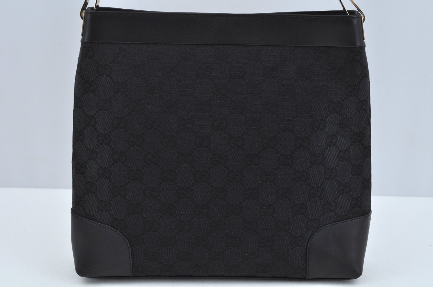 Authentic GUCCI Shoulder Bag GG Canvas Leather Black L0260