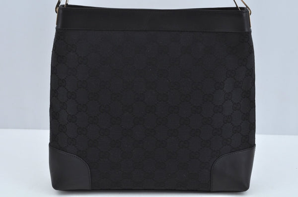Authentic GUCCI Shoulder Bag GG Canvas Leather Black L0260