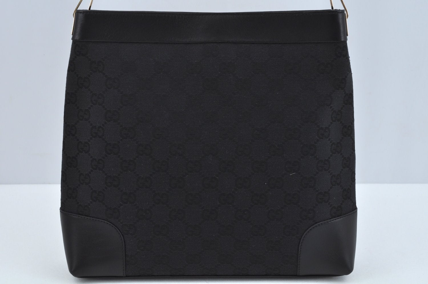 Authentic GUCCI Shoulder Bag GG Canvas Leather Black L0260