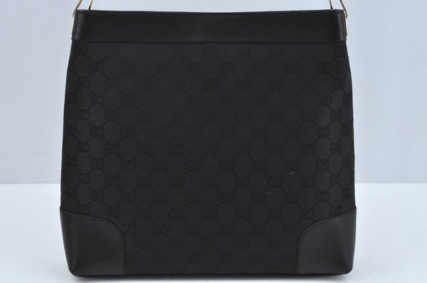 Authentic GUCCI Shoulder Bag GG Canvas Leather Black L0260