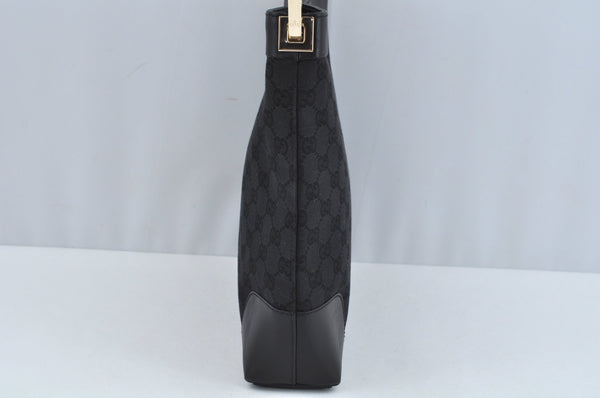 Authentic GUCCI Shoulder Bag GG Canvas Leather Black L0260