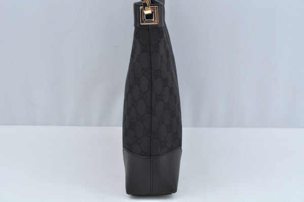 Authentic GUCCI Shoulder Bag GG Canvas Leather Black L0260