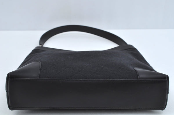 Authentic GUCCI Shoulder Bag GG Canvas Leather Black L0260