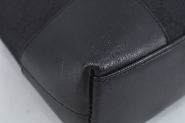 Authentic GUCCI Shoulder Bag GG Canvas Leather Black L0260