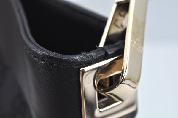 Authentic GUCCI Shoulder Bag GG Canvas Leather Black L0260