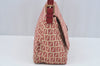 Authentic FENDI Zucchino Mamma Baguette Shoulder Bag Canvas Leather Red L0262